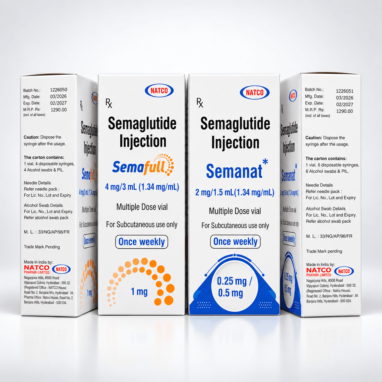 Semaglutide range product packaging